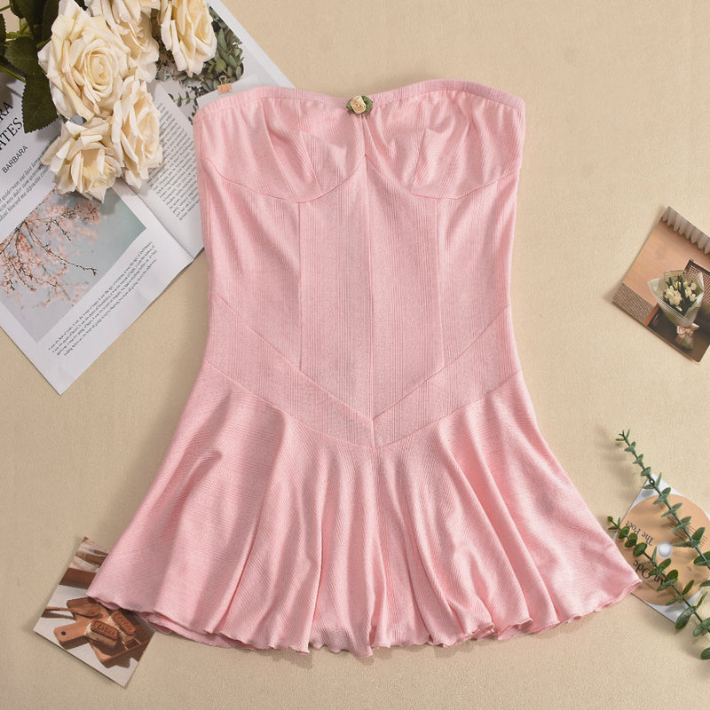 Elastic Wrap Off Shoulder Frill Mini Dress