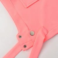 Sleeveless Buttoned Ribbon Pointed Hem Crop Jacket