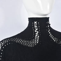 High Turtle Neck Sexy Mesh Mini Dress