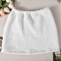 Plush Casual Mini Skirt With Leg Covers