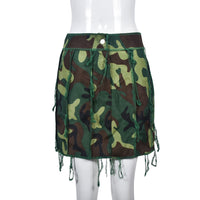 Street Tassel Camouflage Beggar Mini Skirt