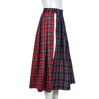 Womens Plaid Pleated Casual Wrap Skirt