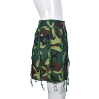 Street Tassel Camouflage Beggar Mini Skirt