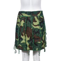 Street Tassel Camouflage Beggar Mini Skirt