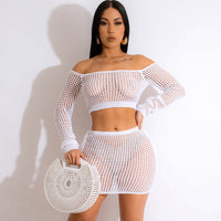 Beach Hollow Knitted Holiday Strap Skirt Suit