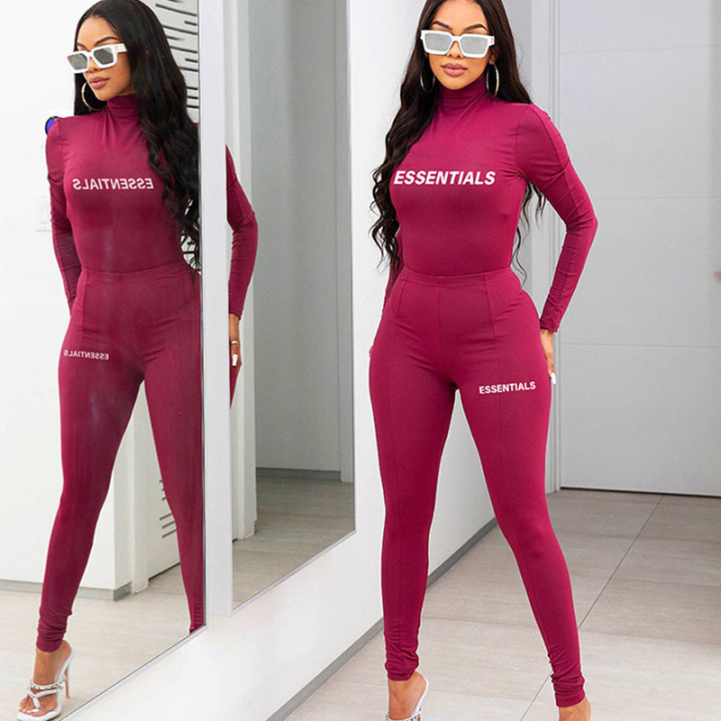 Stretch Lettering Point Slim Fit Casual Pant Suit