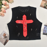 Sleeveless Metal Cross Sexy Street Tank Top