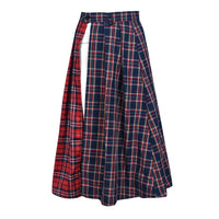 Womens Plaid Pleated Casual Wrap Skirt