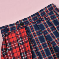 Womens Plaid Pleated Casual Wrap Skirt