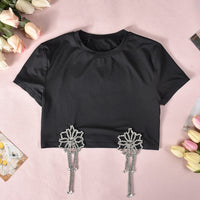 Metal Decoration Short sleeve Casual Top