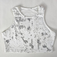 Sleeveless Slim Fit Silver Tie Dyed Crop Top