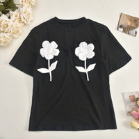 Short Sleeve Rose Stitching Casual Top