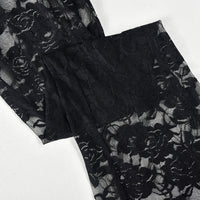 Flower Lace Long Sleeve Round Neck Bodysuit Skirt Pants Suit