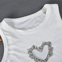 Sleeveless Love Rhinestone Crop T Shirt