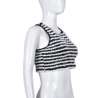 Sleeveless Black White Striped Slim Fit Tank Top