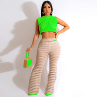 Urban Knitted Hand Hook Casual Pants Suit