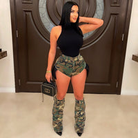 Camouflage Hot Pants Leg Warmer Suit