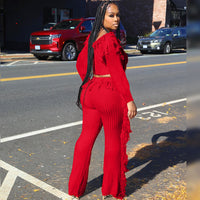 Long Sleeve Tassel Point Sweat Pants Suit