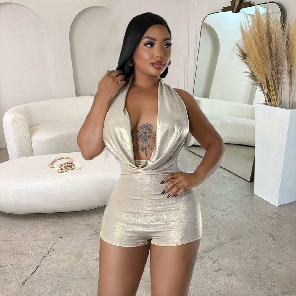 Halterneck Sexy Cutout Tight Romper