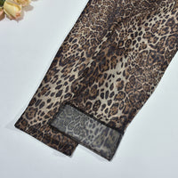 Long Sleeve Leopard Print Mesh Sexy Pants Suit