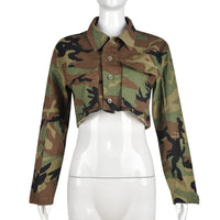 Long Sleeve Camouflage Front Pocket Shirt Jacket