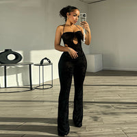 Summer Halter Neck Backless Mesh Slim Fit Jumpsuit