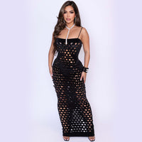 Sleeveless Dot Hole Sexy Party Maxi Dress