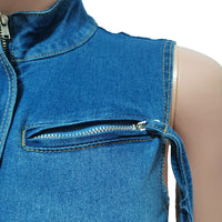 Elastic Waist Drawstring Hip Wrapped Denim Dress