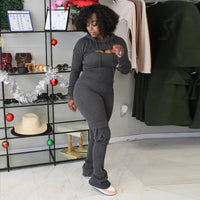 Long Sleeve Hooded Slim Fit Sexy Long Pants Suit