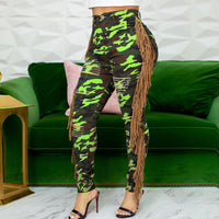 Camouflage Tassel Casual Slim Fit Pants