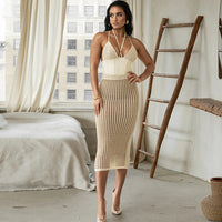 Suspender Naked Back Knitted Sexy Maxi Beach Dress