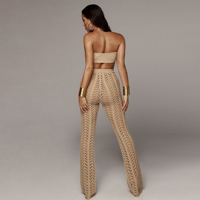 Nightclub Hollow Knitted Beach Long Pants